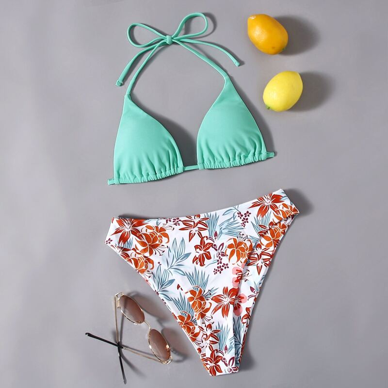 

Floral High Waist Bikini Swimsuit, Multicolor