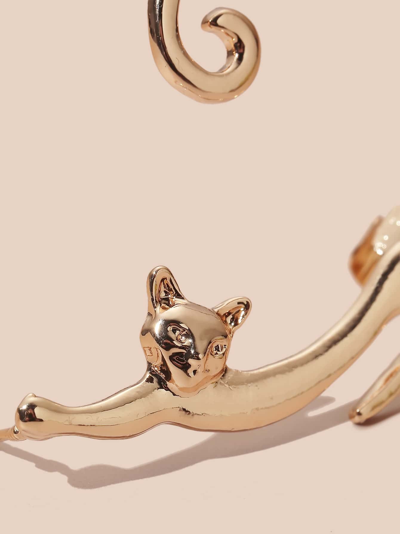 Cat Design Ear Manschett - Gult guld - Visa 3