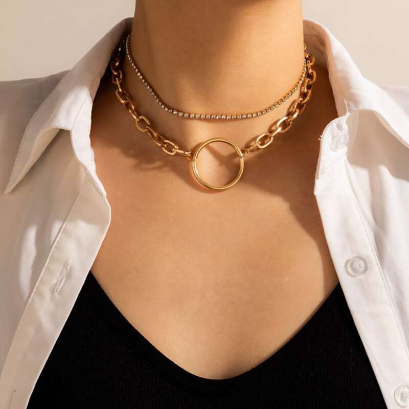 

Ring Decor Layered Necklace, Gold