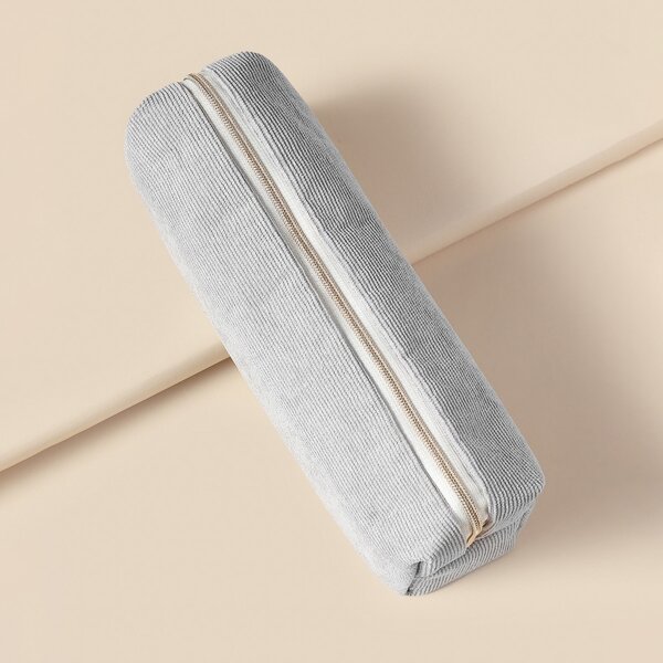 

1pc Plain Pencil Bag, Grey