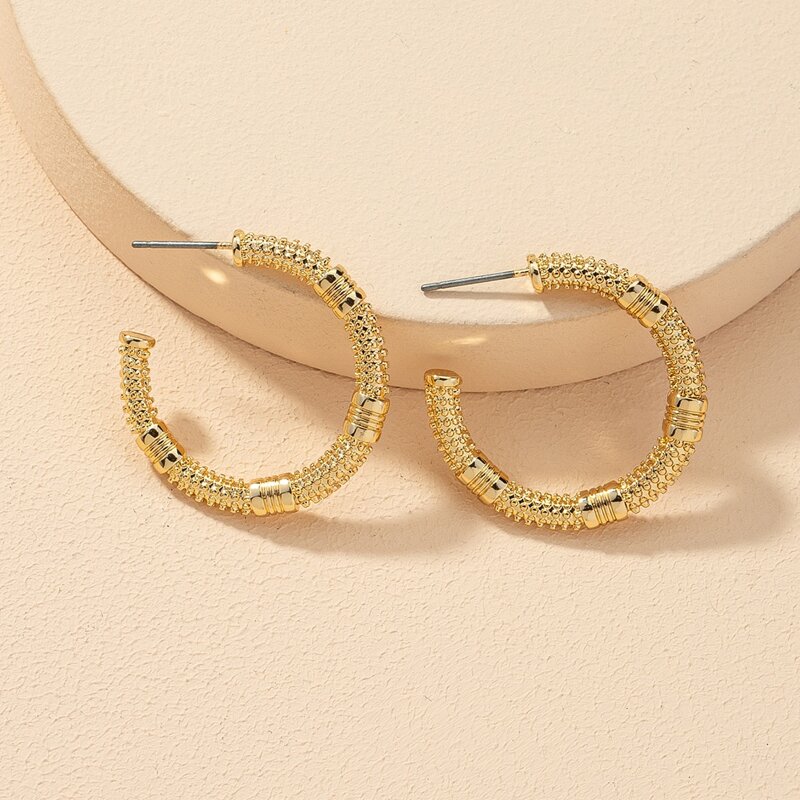

Textured Metal Open Hoop Earrings, Gold