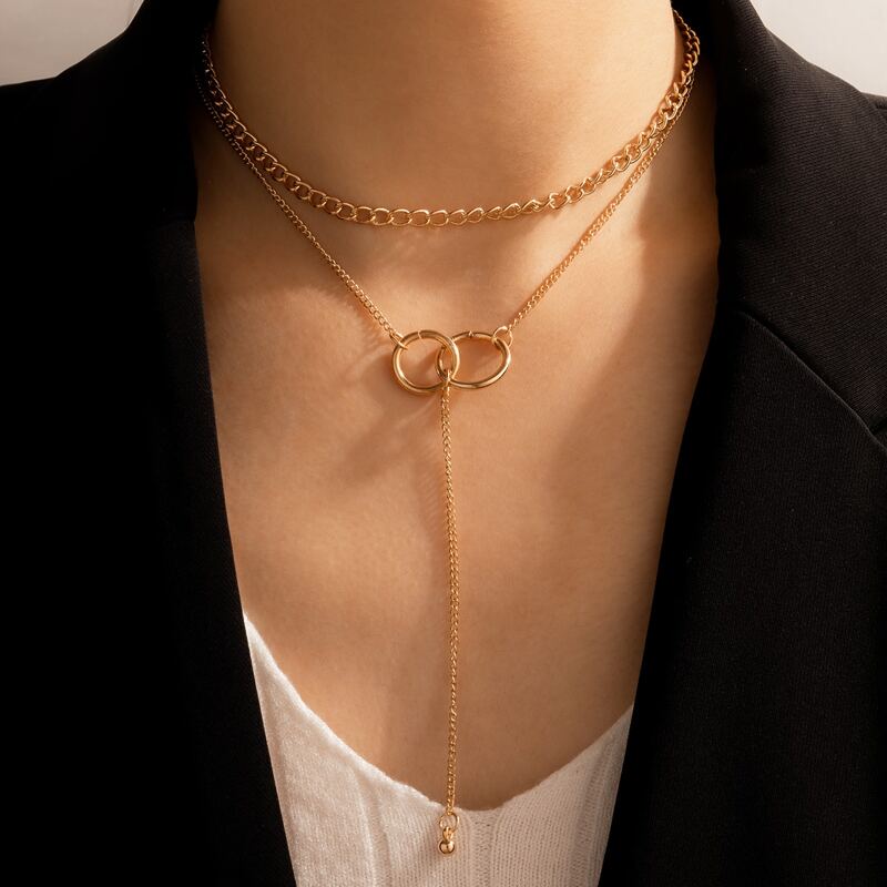 

Ring Decor Layered Necklace, Gold