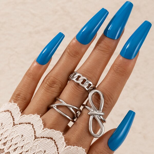 

3pcs Hollow Out Ring, Silver