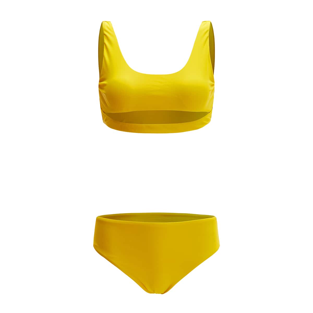 

Solid Cut-out Bikini Swimsuit, Yellow