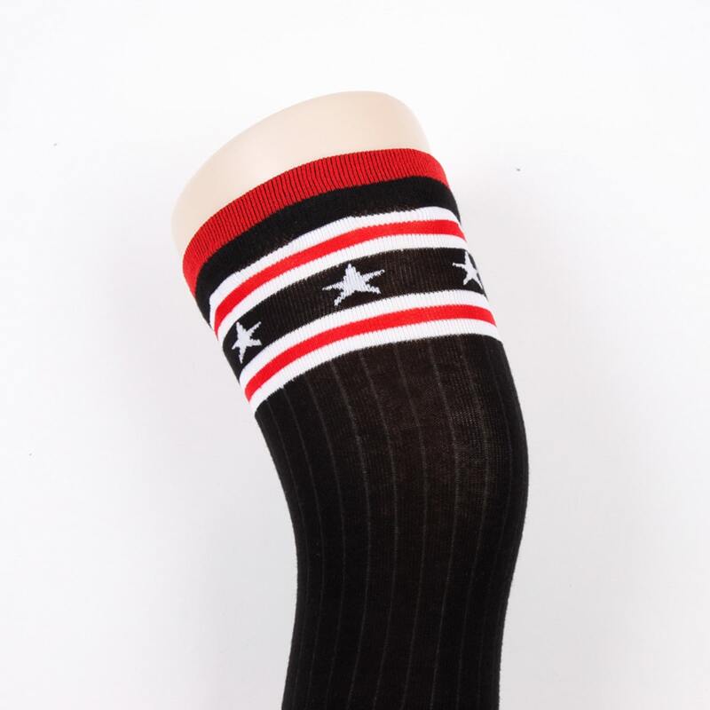 

1pair Striped & Star Over The Knee Socks, Black