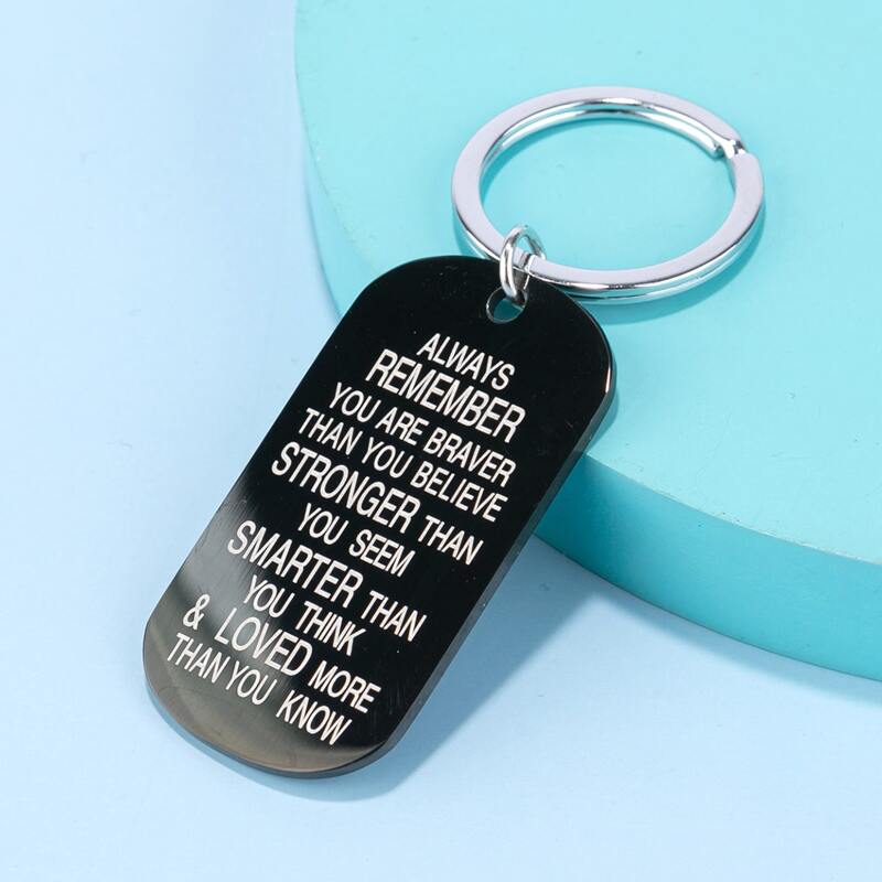 1pc Slogan Graphic Keychain, Black