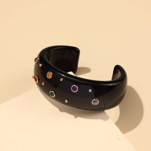 

Rhinestone Decor Cuff Bracelet, Black