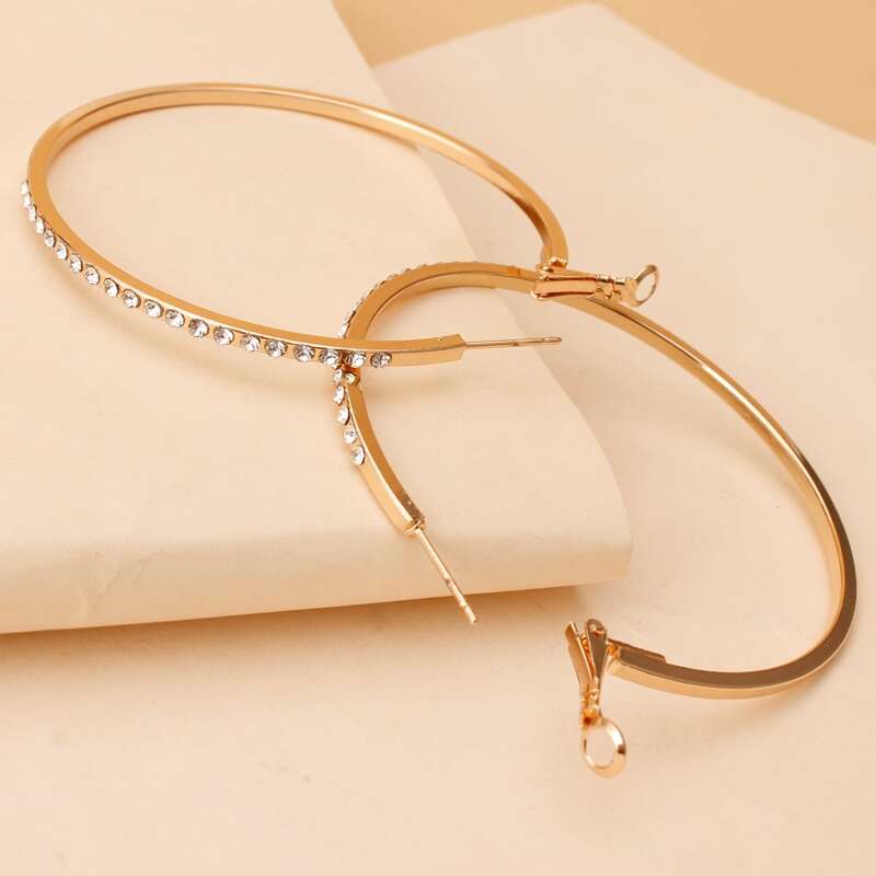 

Rhinestone Hoop Earrings, Gold
