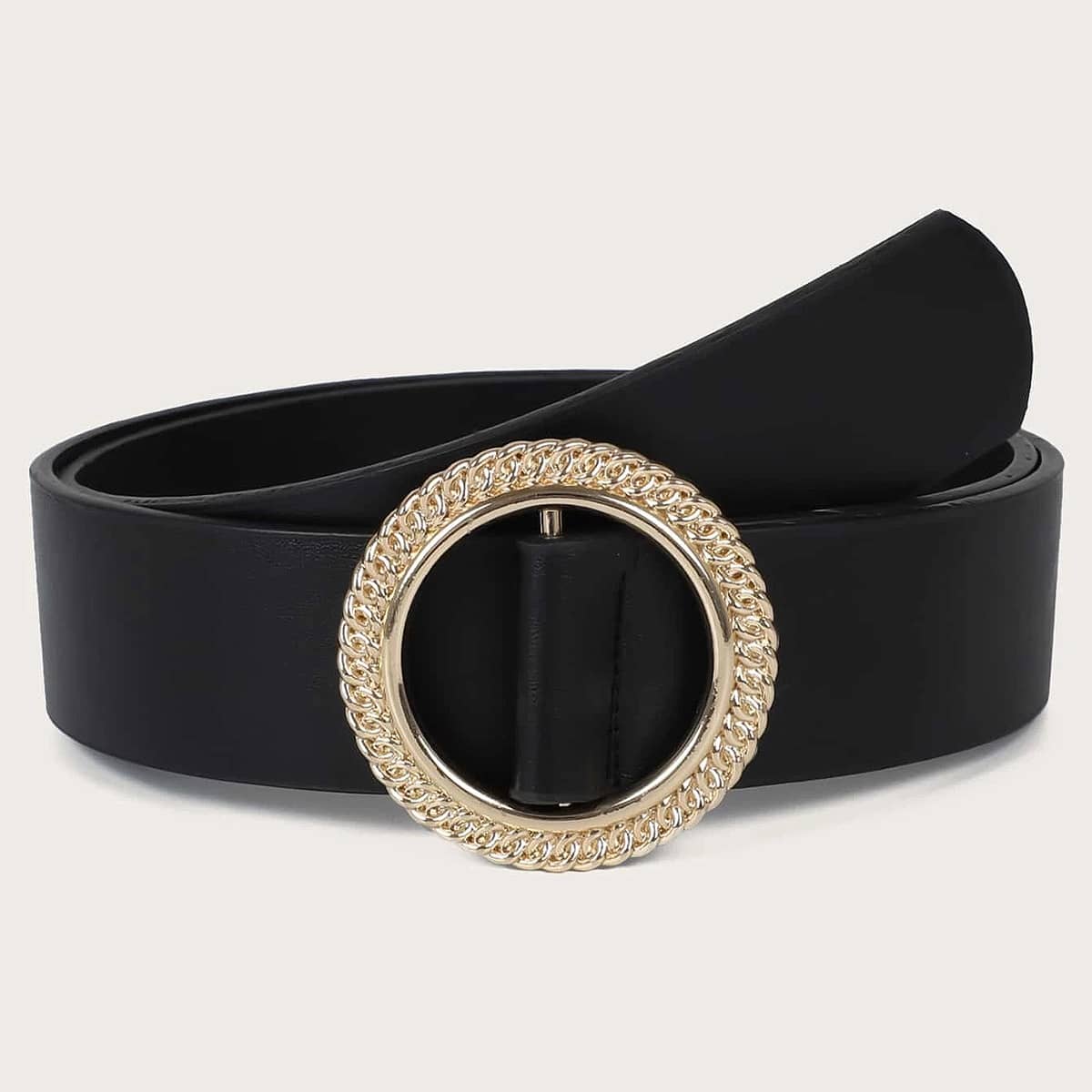 

Chain Ring Buckle Belt, Black