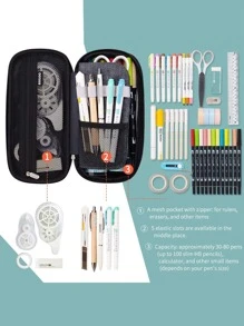 1pc Double Layer Pencil Bag - Grey - View 2