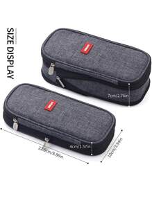 1pc Double Layer Pencil Bag - Grey - View 5