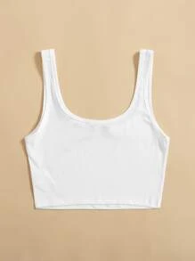 SHEIN Unity เสื้อกล้ามครอปท็อปสีพื้น - สีขาว - ดู 3
