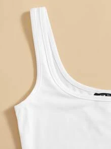 SHEIN Unity เสื้อกล้ามครอปท็อปสีพื้น - สีขาว - ดู 5