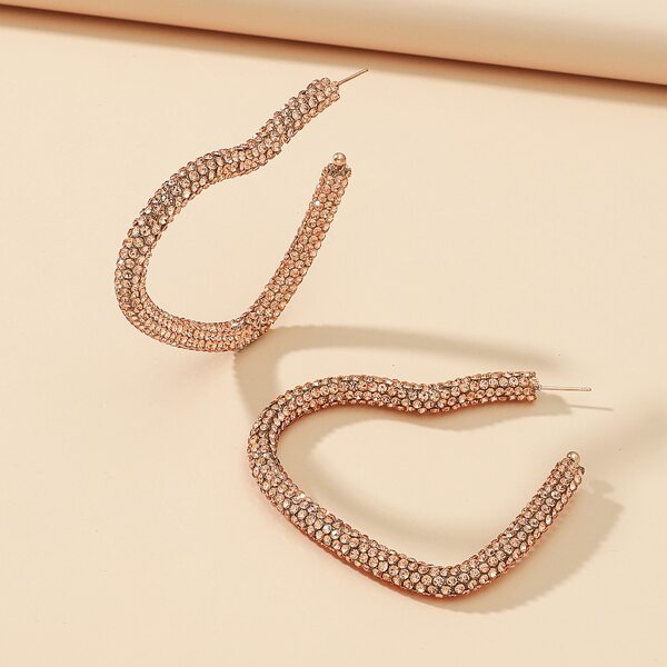 

Rhinestone Heart Decor Earrings, Champagne