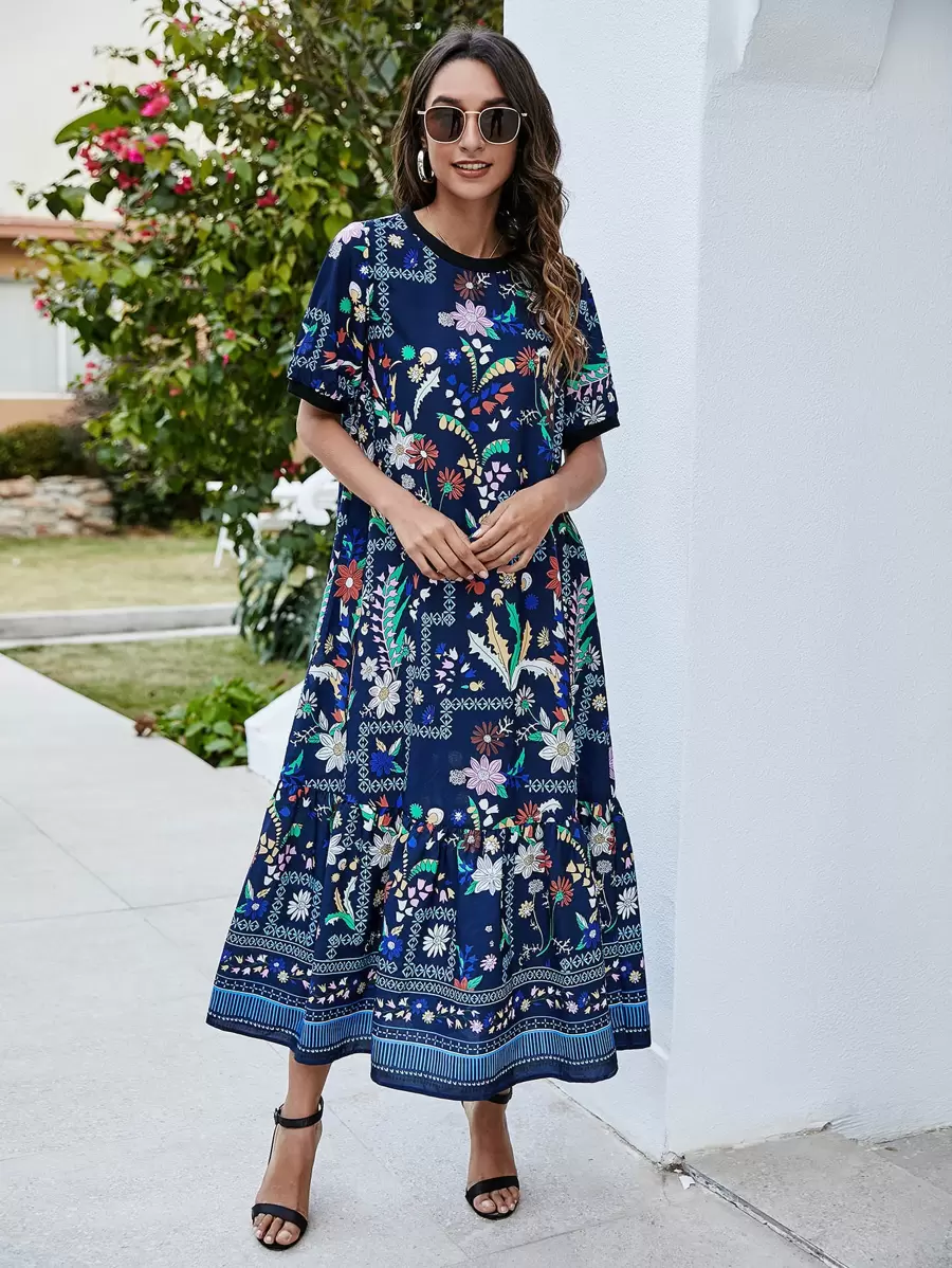 Seusyu 葉子和花卉圖案娃娃裙 - 彩色 - 查看 1