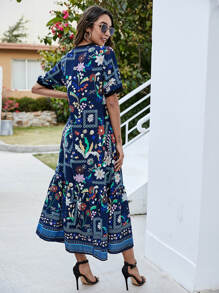 Seusyu 葉子和花卉圖案娃娃裙 - 彩色 - 查看 2