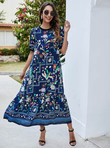 Seusyu 葉子和花卉圖案娃娃裙 - 彩色 - 查看 5