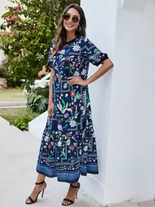 Seusyu 葉子和花卉圖案娃娃裙 - 彩色 - 查看 6