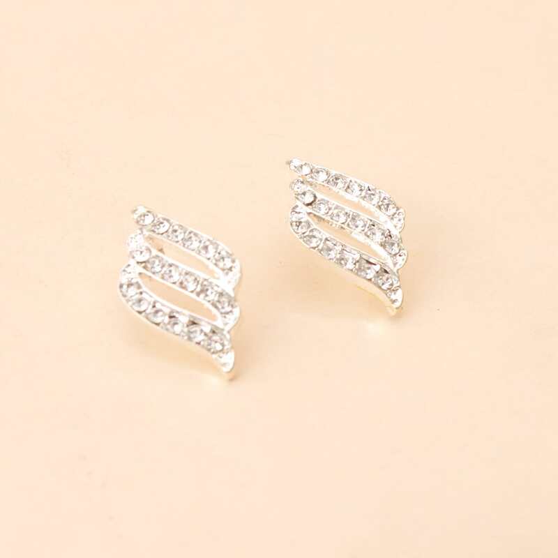 

Rhinestone Feather Stud Earrings, Silver