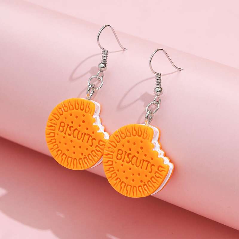 

Biscuit Drop Earrings, Orange