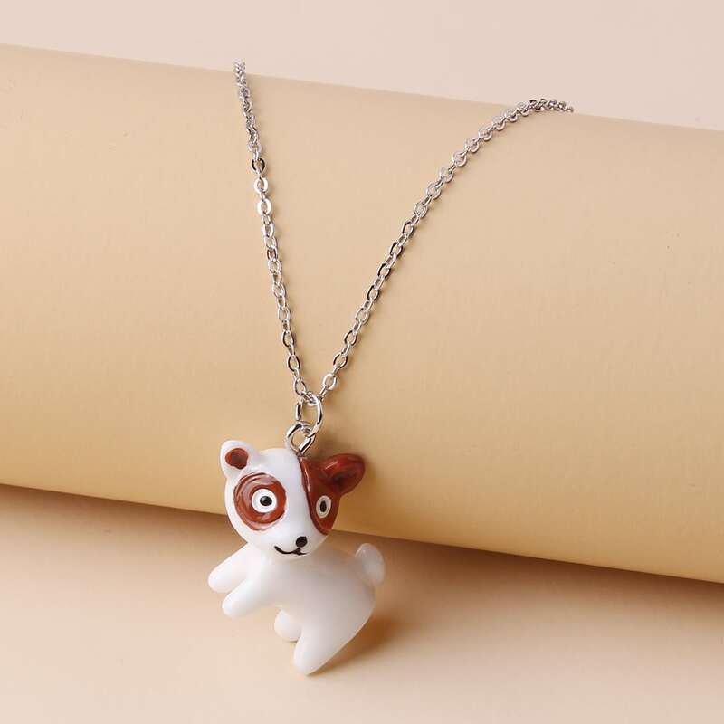 

Cartoon Dog Pendant Necklace, White