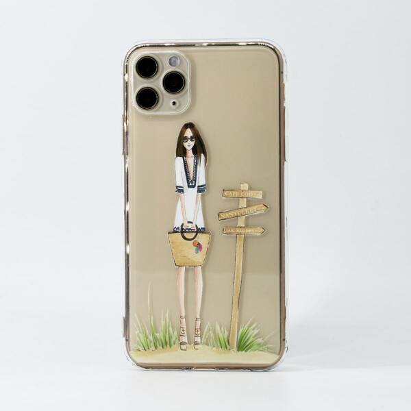 

Girl Print Clear iPhone Case, Multicolor