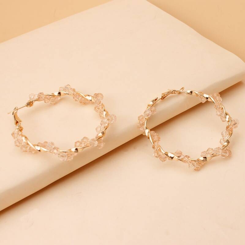 

Crystal Hoop Earrings, Gold