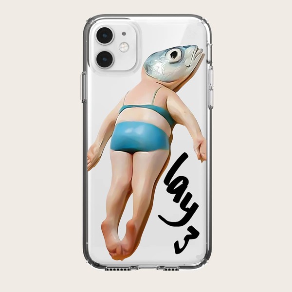 

Прозрачный чехол для iPhone с мультипликационным принтом, Многоцветный