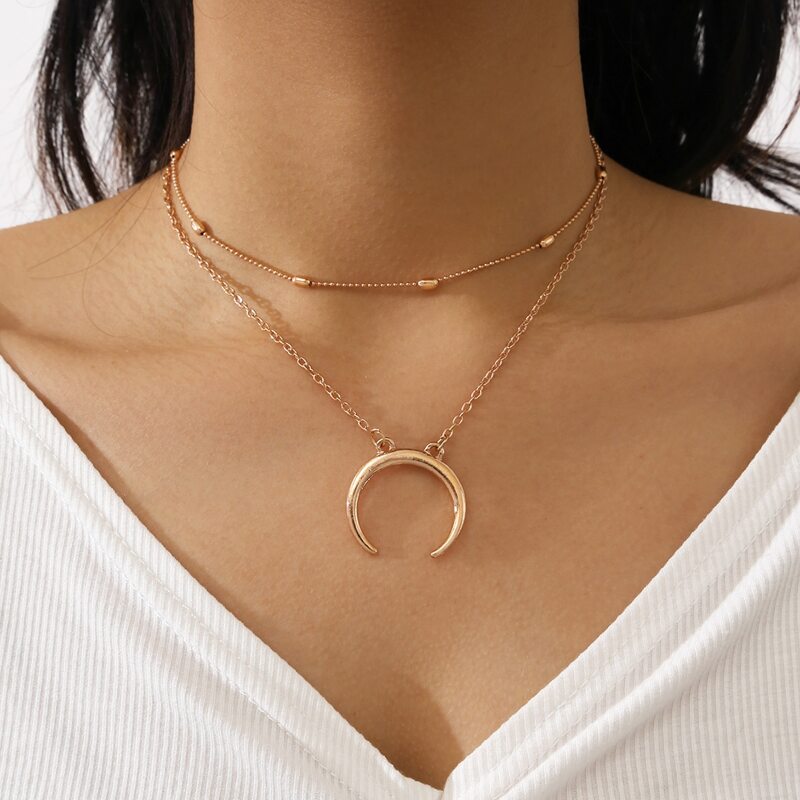 

Moon Layered Necklace, Gold