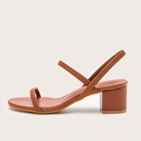 

Thin Strap Chunky Heeled Slingback Sandals, Brown