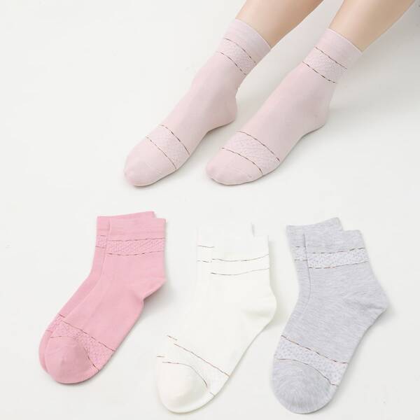 

4pairs Striped Crew Socks, Multicolor
