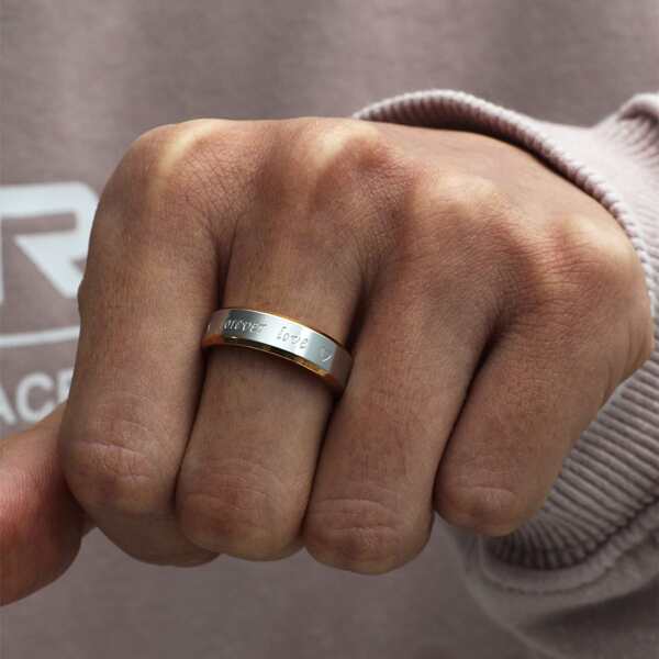 

Men Letter Engraved Ring, Gold
