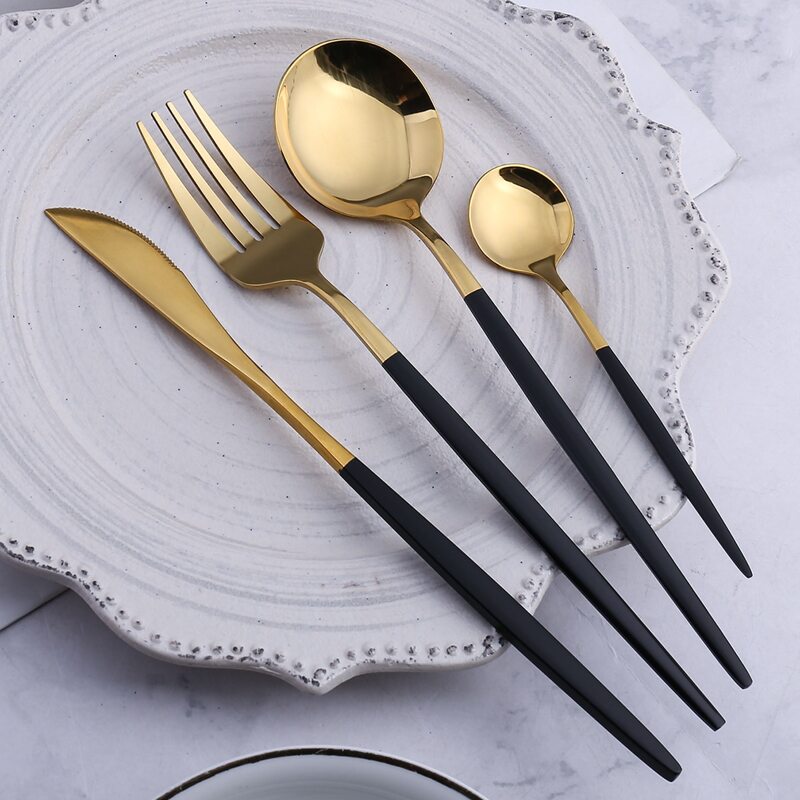 

4pcs Stainless Steel Cutlery Set, Black