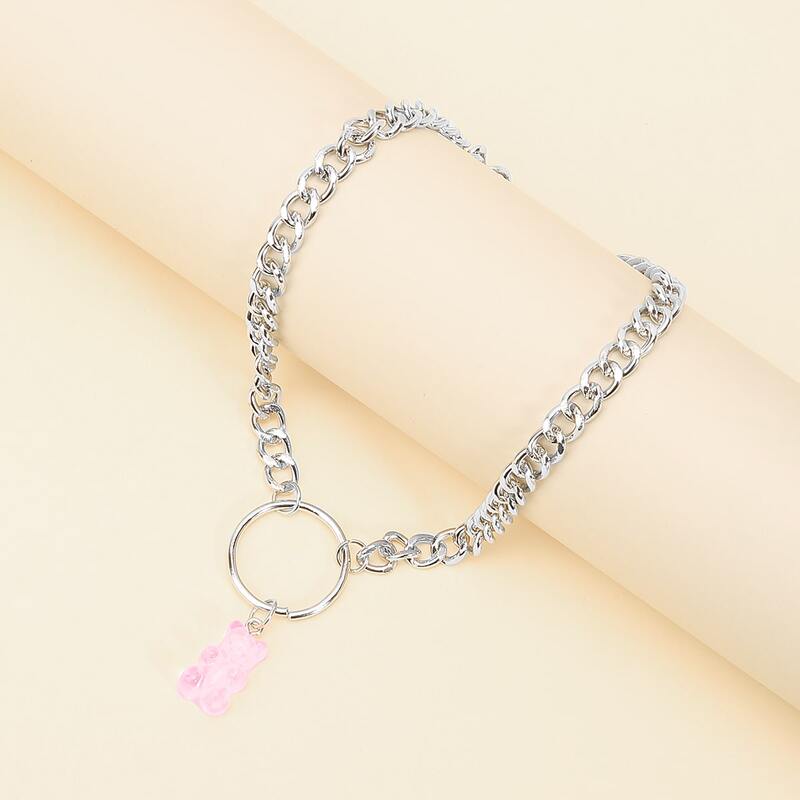 

Bear Chain Choker, Pink