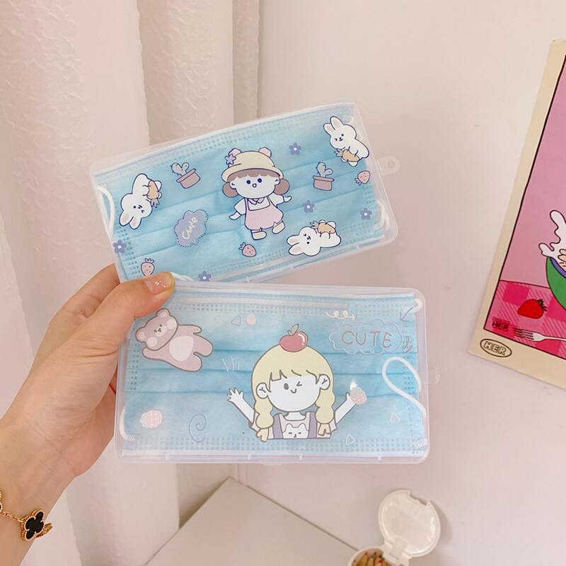 

1pc Cartoon Graphic Random Face Cover Storage Box, Multicolor