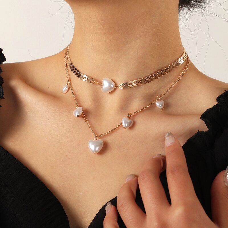 

Faux Pearl Pendant Layered Necklace, Multicolor