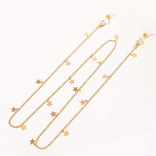 

1pc Star Charm Face Mask Chain, Gold
