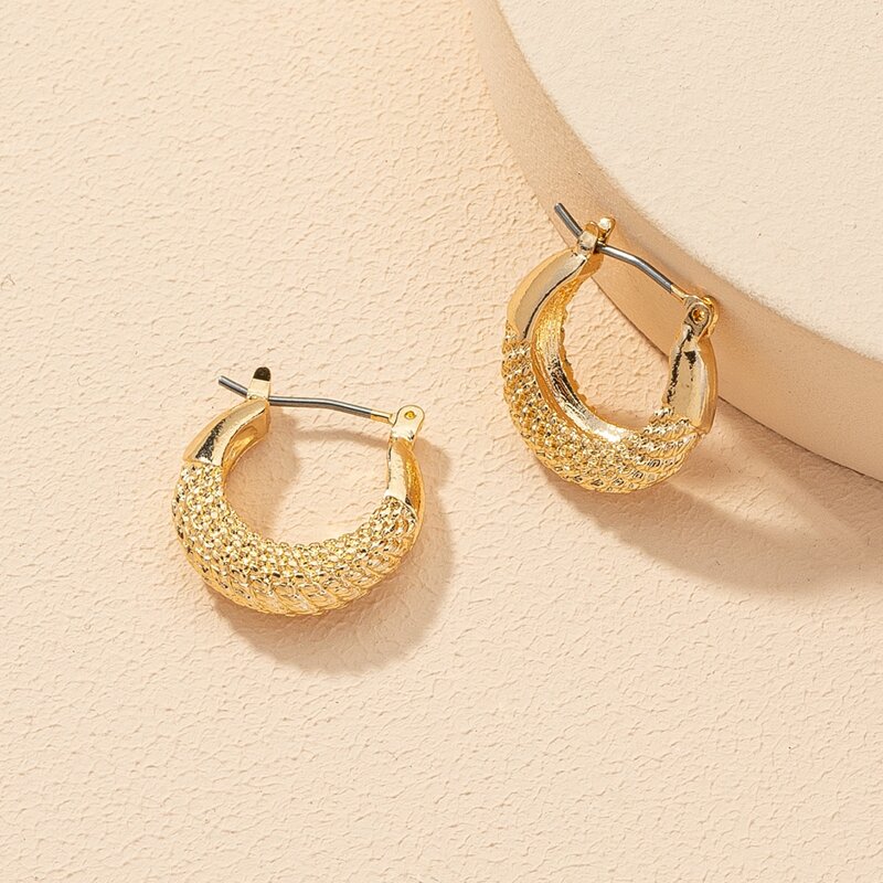 

Textured Metal Hoop Earrings, Gold