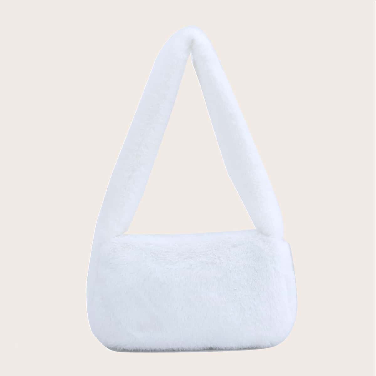 

Fluffy Baguette Bag, White