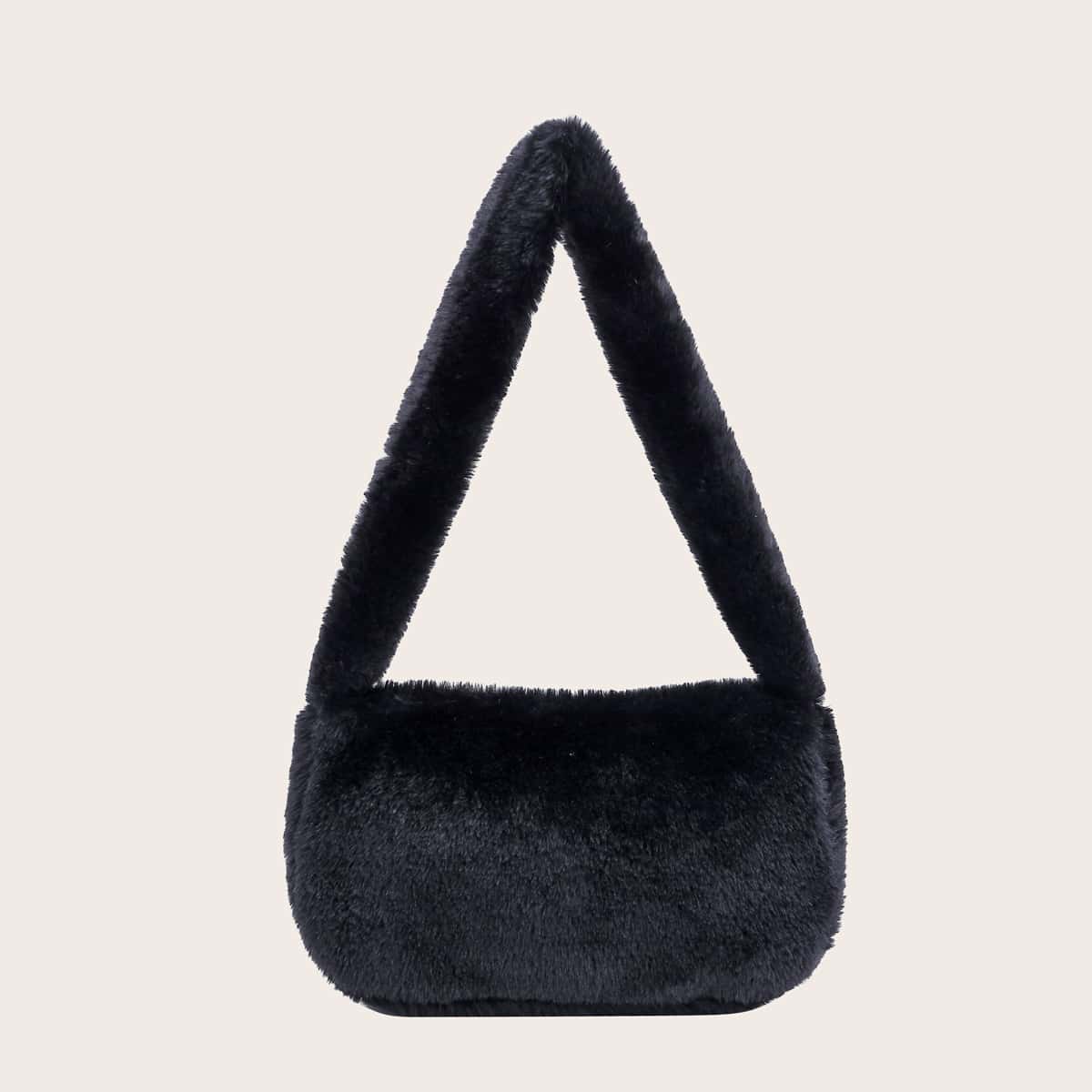 

Fluffy Baguette Bag, Black
