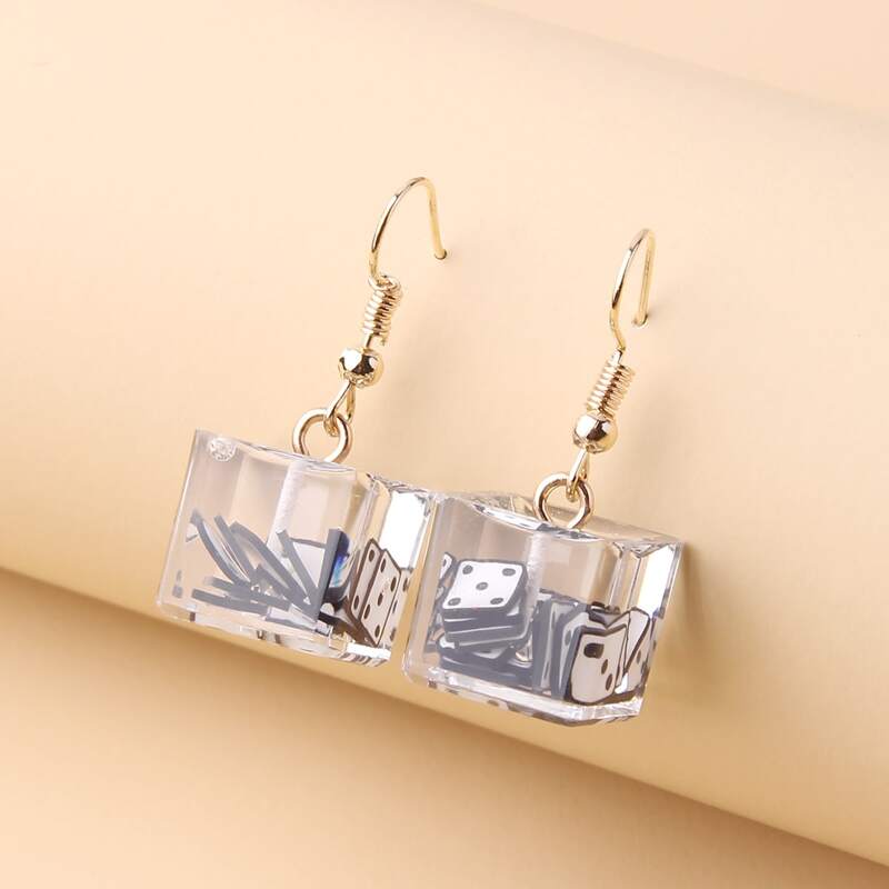 

Cube Drop Earrings, Clear