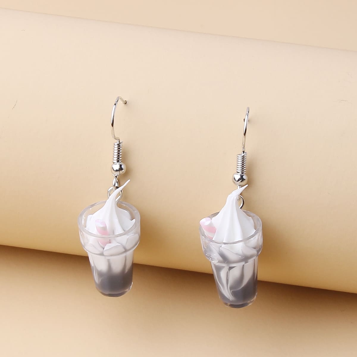 

Ice Cream Cup Drop Earrings, Grey