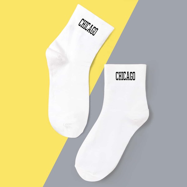 

Letter Graphic Ankle Socks, White