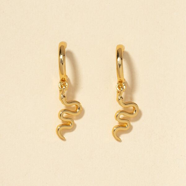

Snake Charm Drop Earrings, Gold