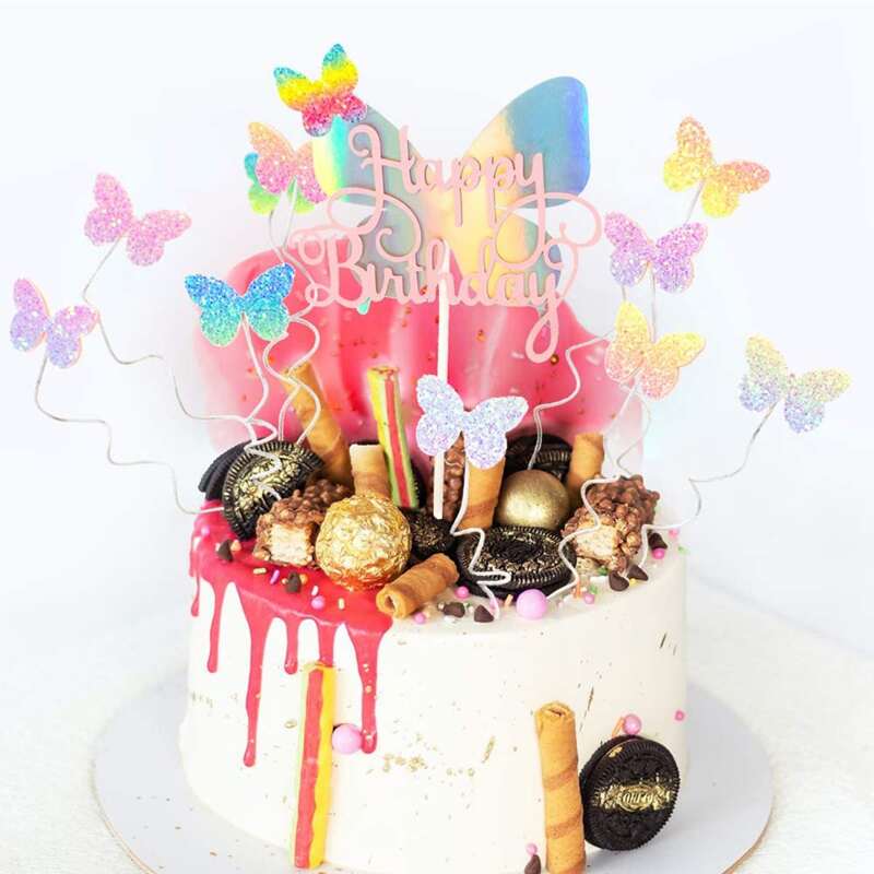 

11pcs Butterfly Design Birthday Cake Topper, Multicolor