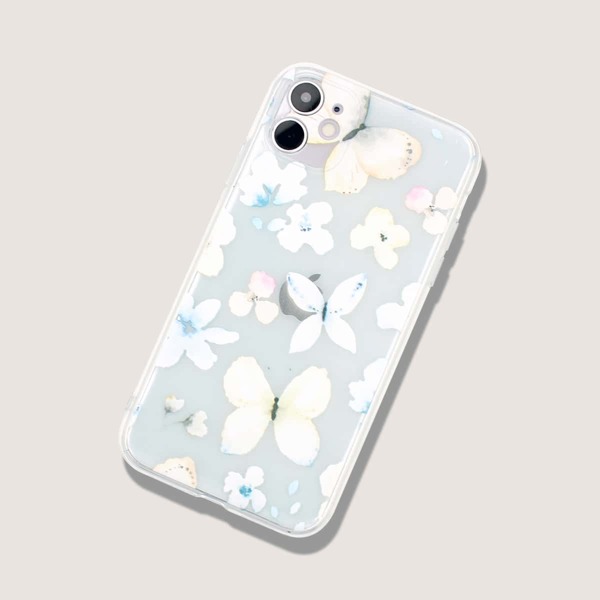 

Butterfly & Flower Print Clear iPhone Case