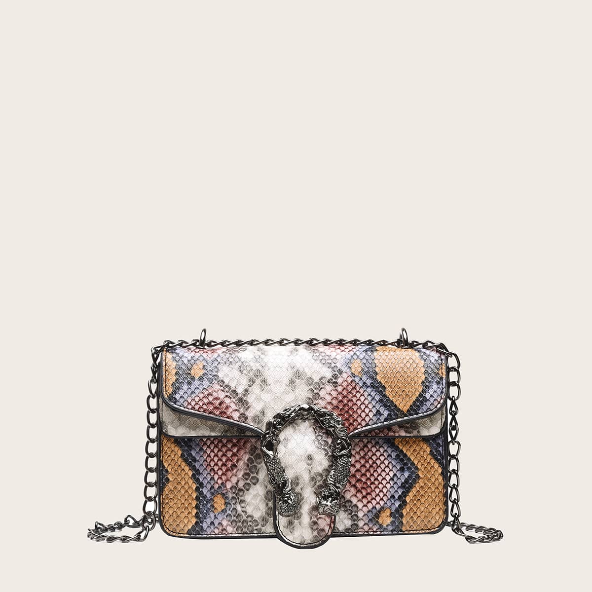 

Snakeskin Chain Bag, Multicolor