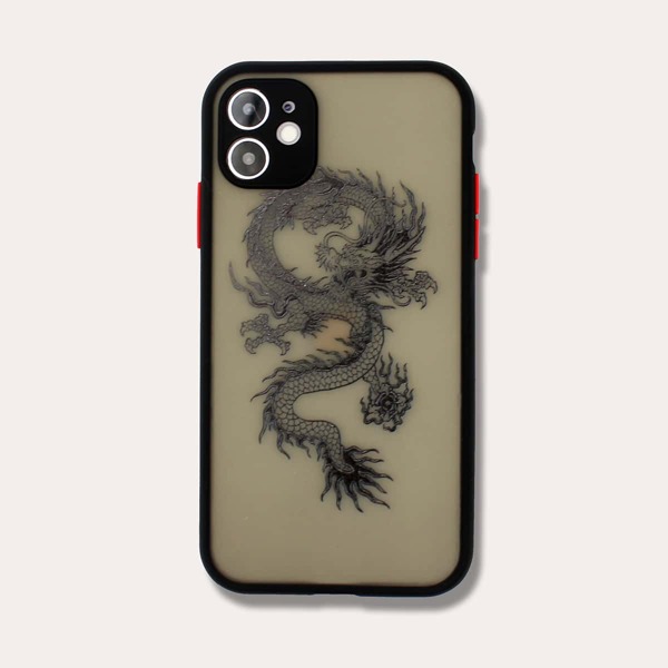 

Chinese Dragon Contrast Frame iPhone Case, Black