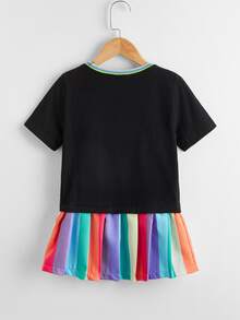 小女童卡通圖案百褶下擺洋裝