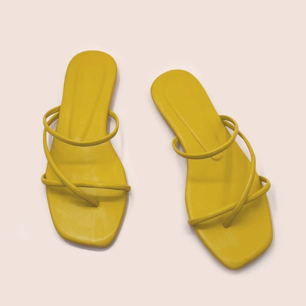 

Minimalist Thin Strap Thong Sandals, Yellow